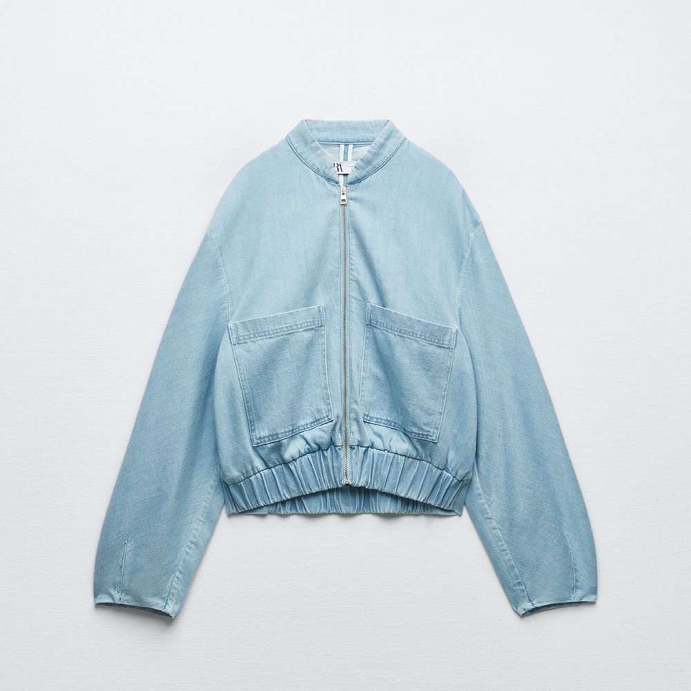 Zara DENIM BOMBER JACKET - Picture 4 of 9